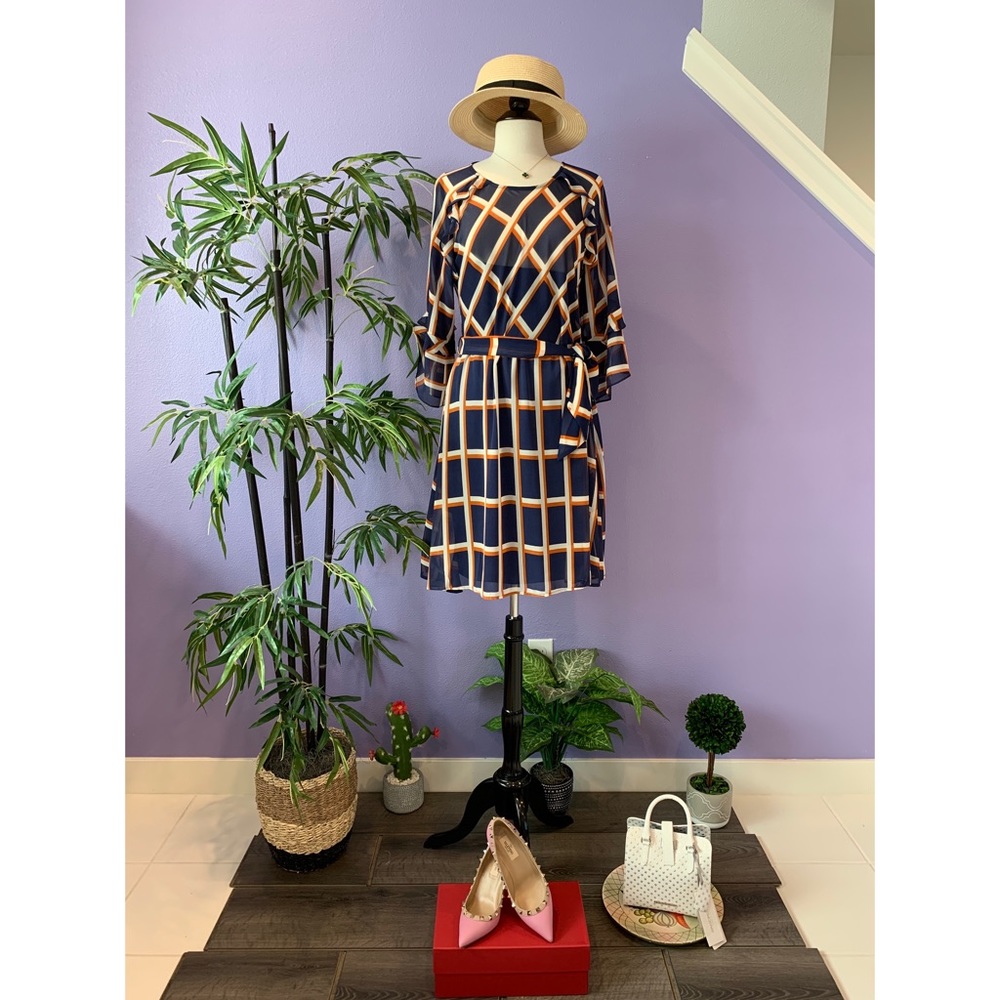 Vintage Dropwaist Ruffle Detail Dress with Belt